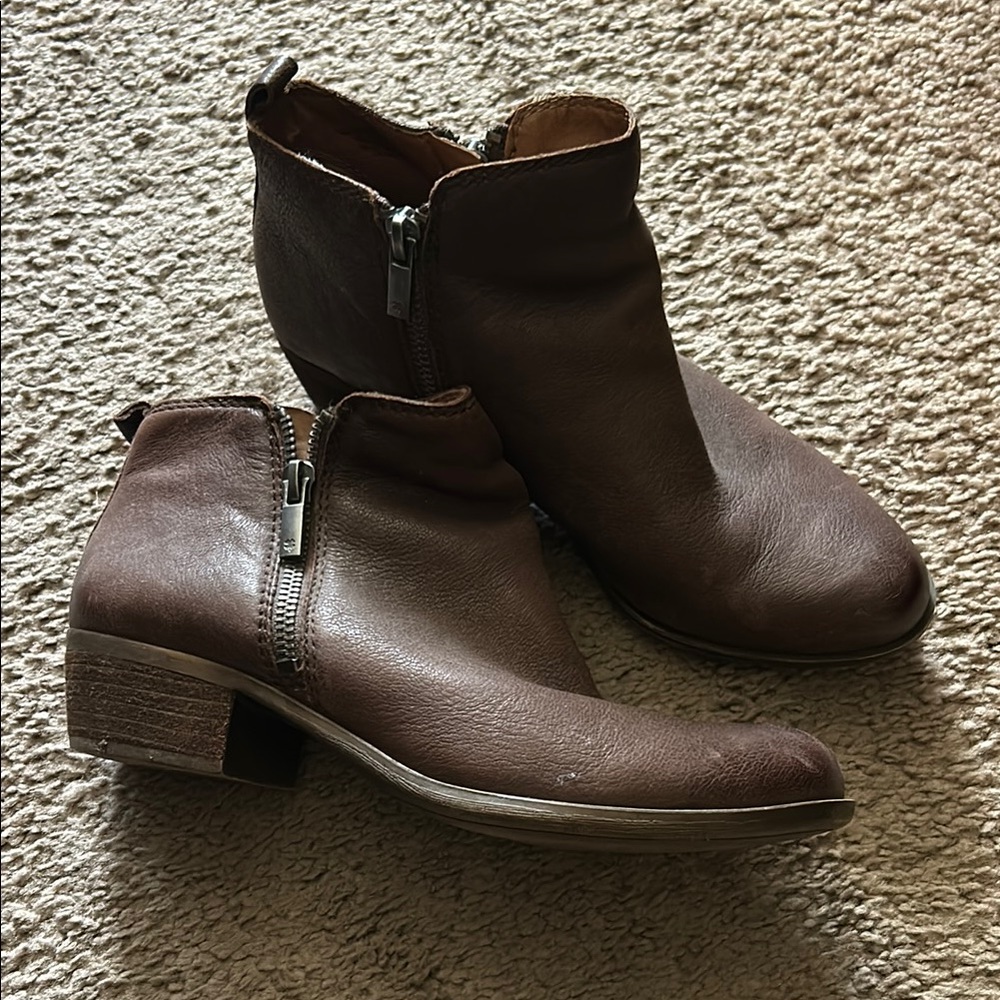 Lucky Brand Brown Leather Ankle Boots